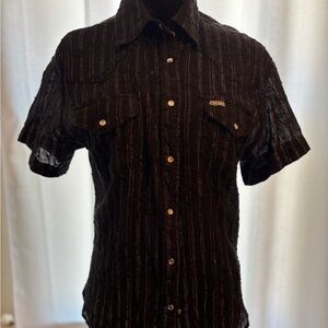 Chic Black Textured Women's Blouse